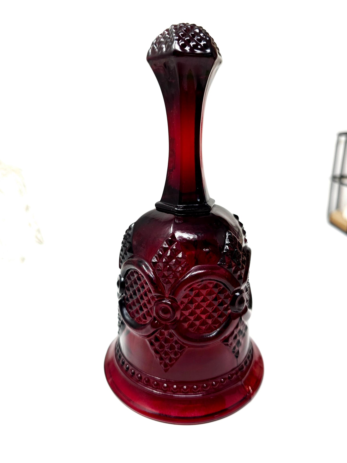 Vintage Glass Bell by Avon - Cape Cod Collection Ruby Color Sandwich Glass
Christmas 1979