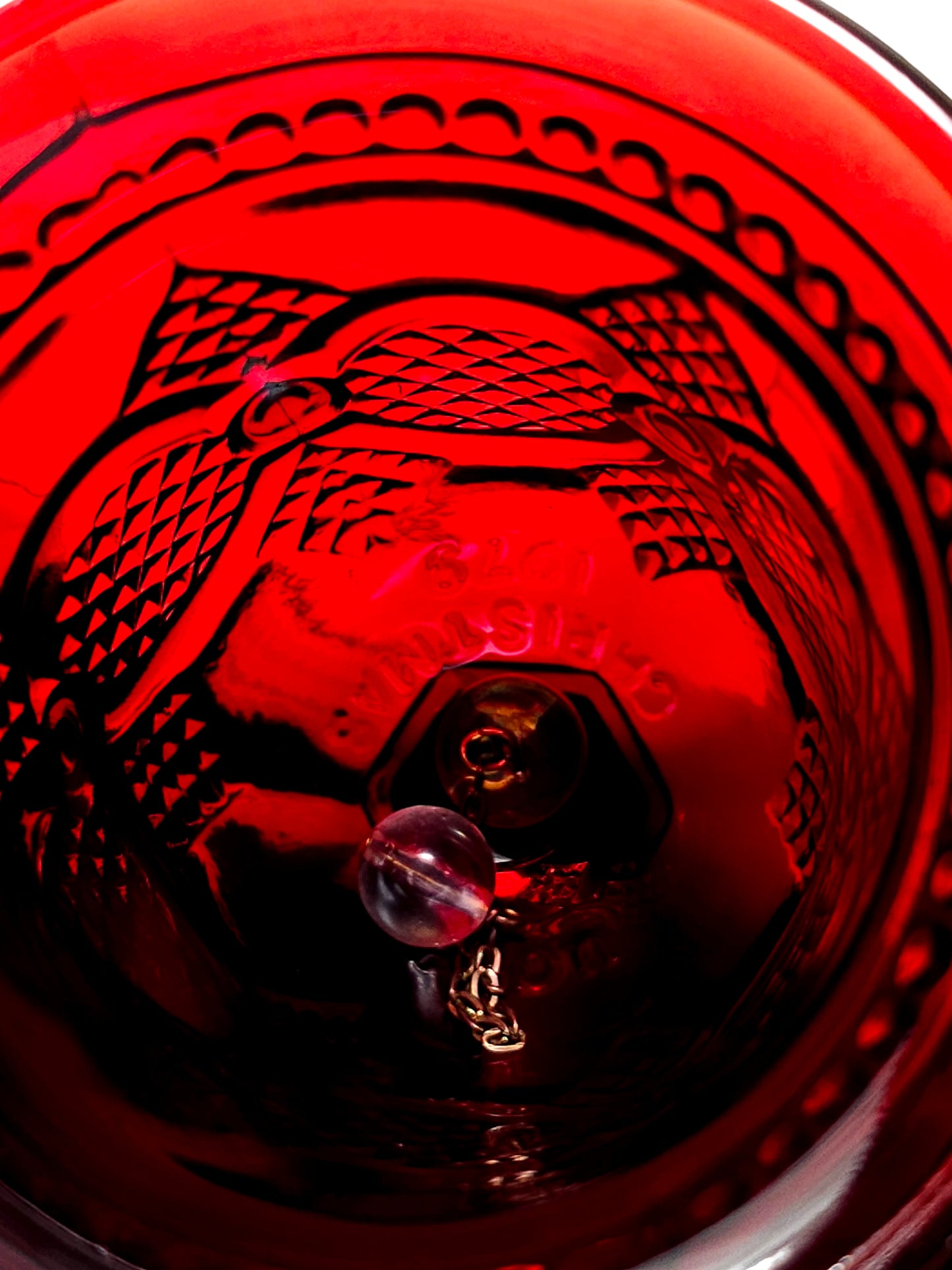 Vintage Glass Bell by Avon - Cape Cod Collection Ruby Color Sandwich Glass
Christmas 1979