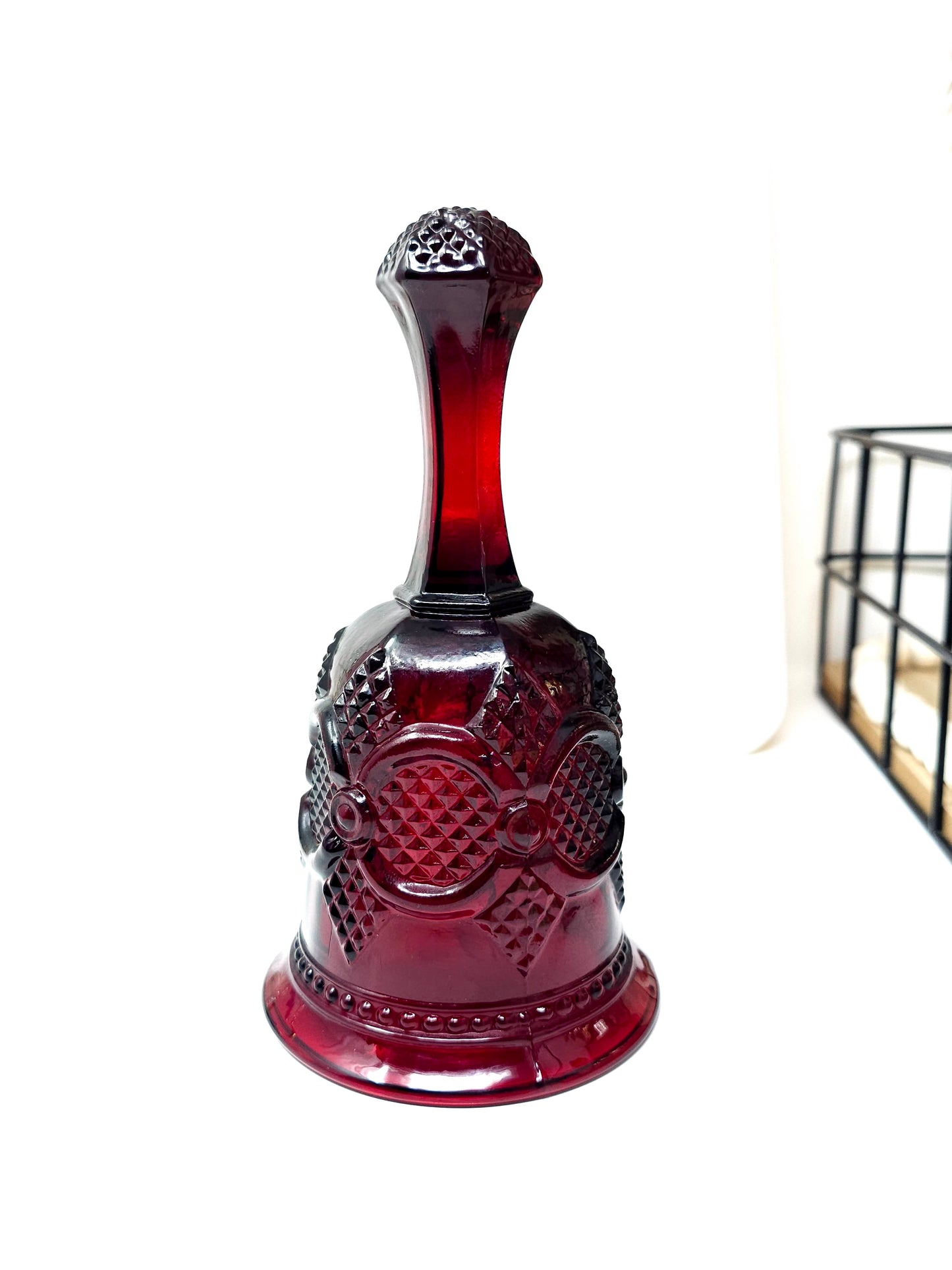 Vintage Glass Bell by Avon - Cape Cod Collection Ruby Color Sandwich Glass
Christmas 1979