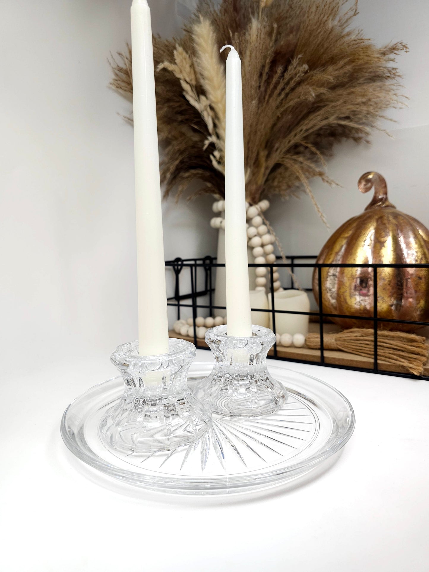 Vintage Elegant Crystal Clear Lead Glass Starburst Plate 8.5” Heavy No Chips EUC