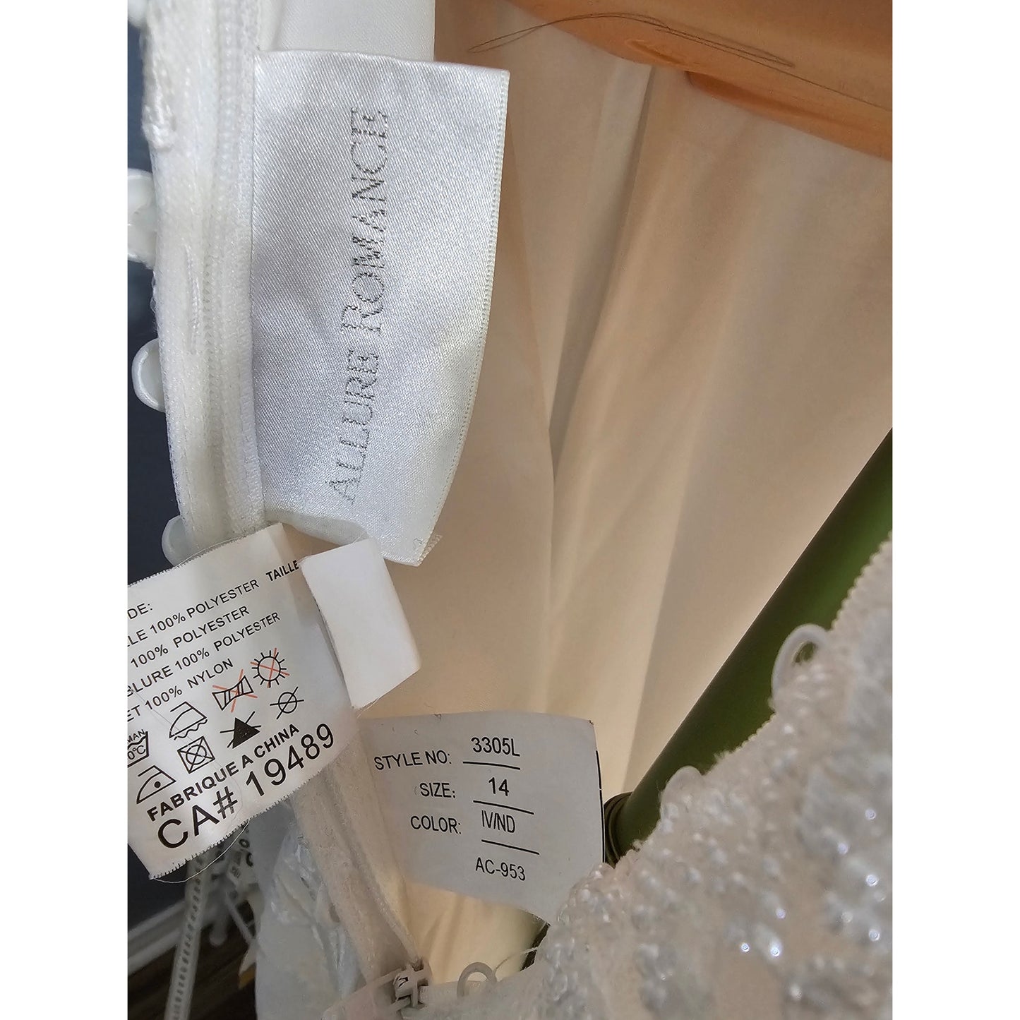 Allure Romance Wedding Dress Size 14 Ivory/Nude NWT Sample condition Missing Buttons