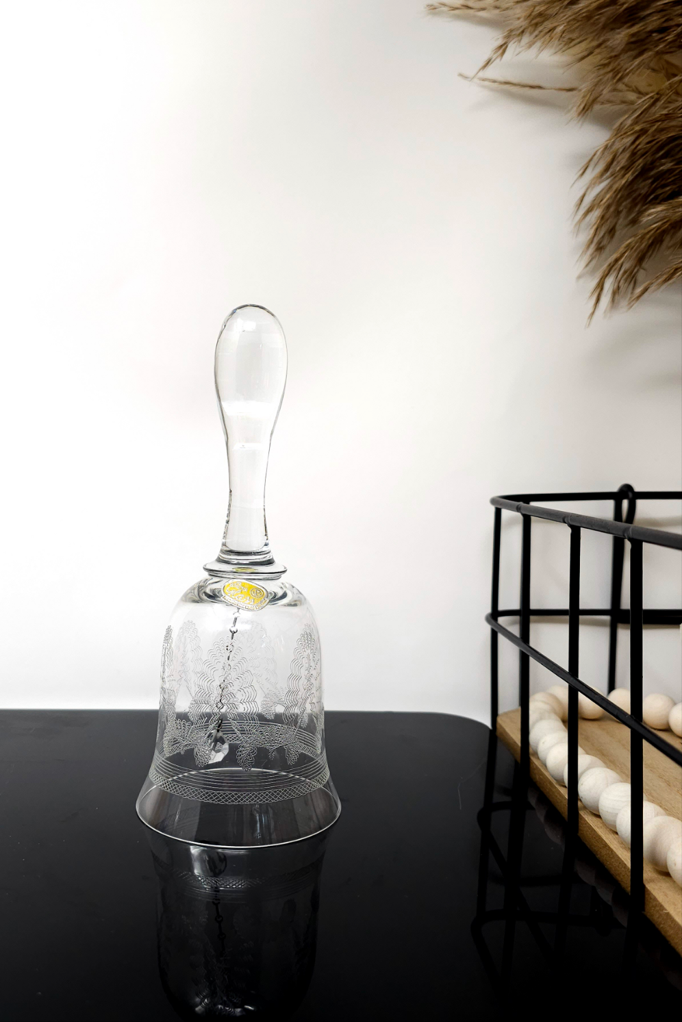 Vintage Czech Bohemic Crystal Bell with Glass Clapper - TAG STILL ATTACHED