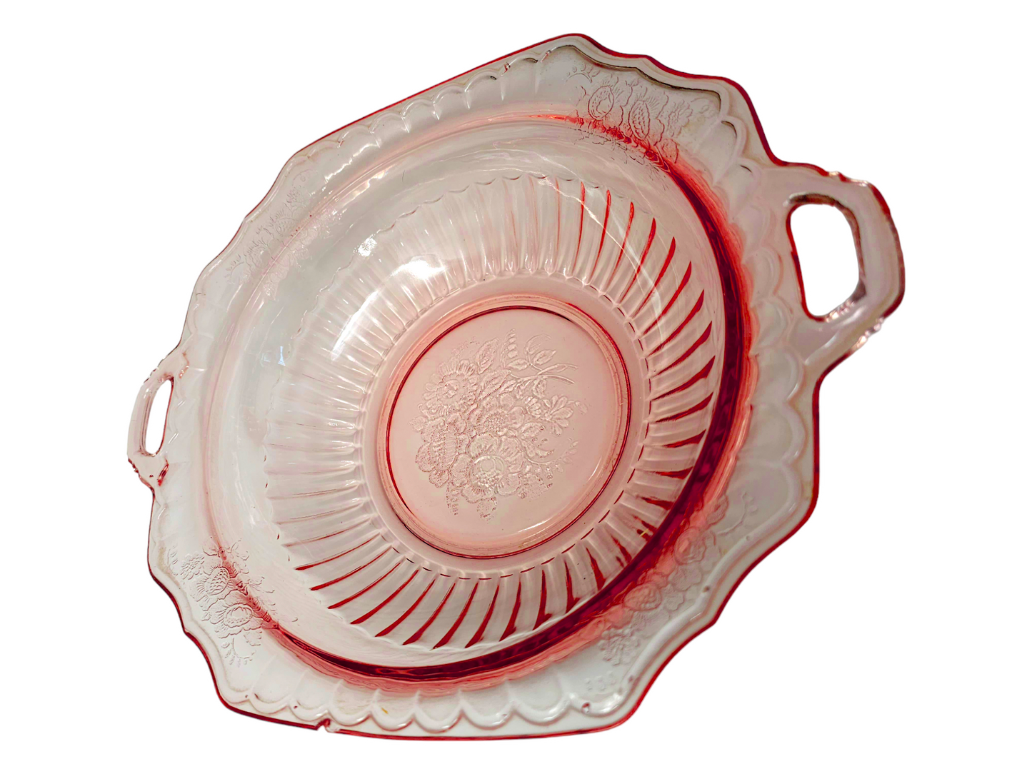 Vintage Pink Depression Glass Mayfair "Open Rose" Design Serving Dish
