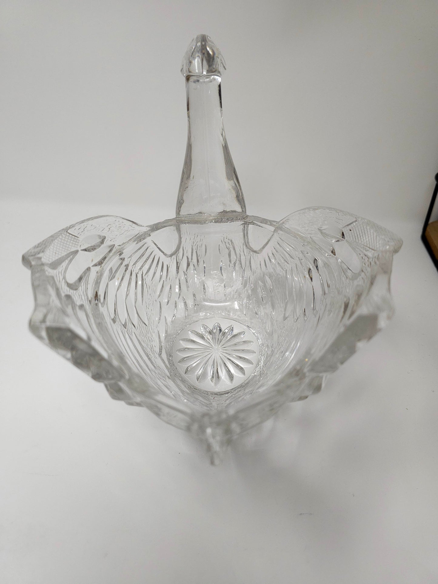 Vintage Mid Century Modern Crystal Glass Candy Dish Swan Bowl