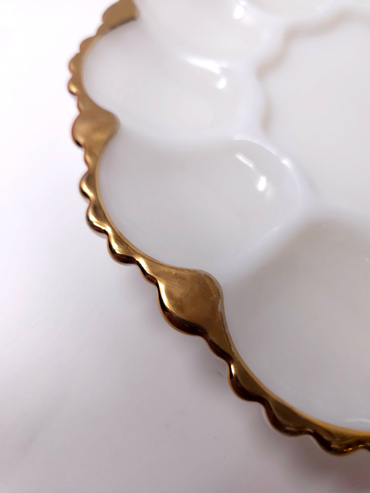 1950’s Anchor Hocking Fire King Deviled Egg Platter W/ 22K Gold Trim