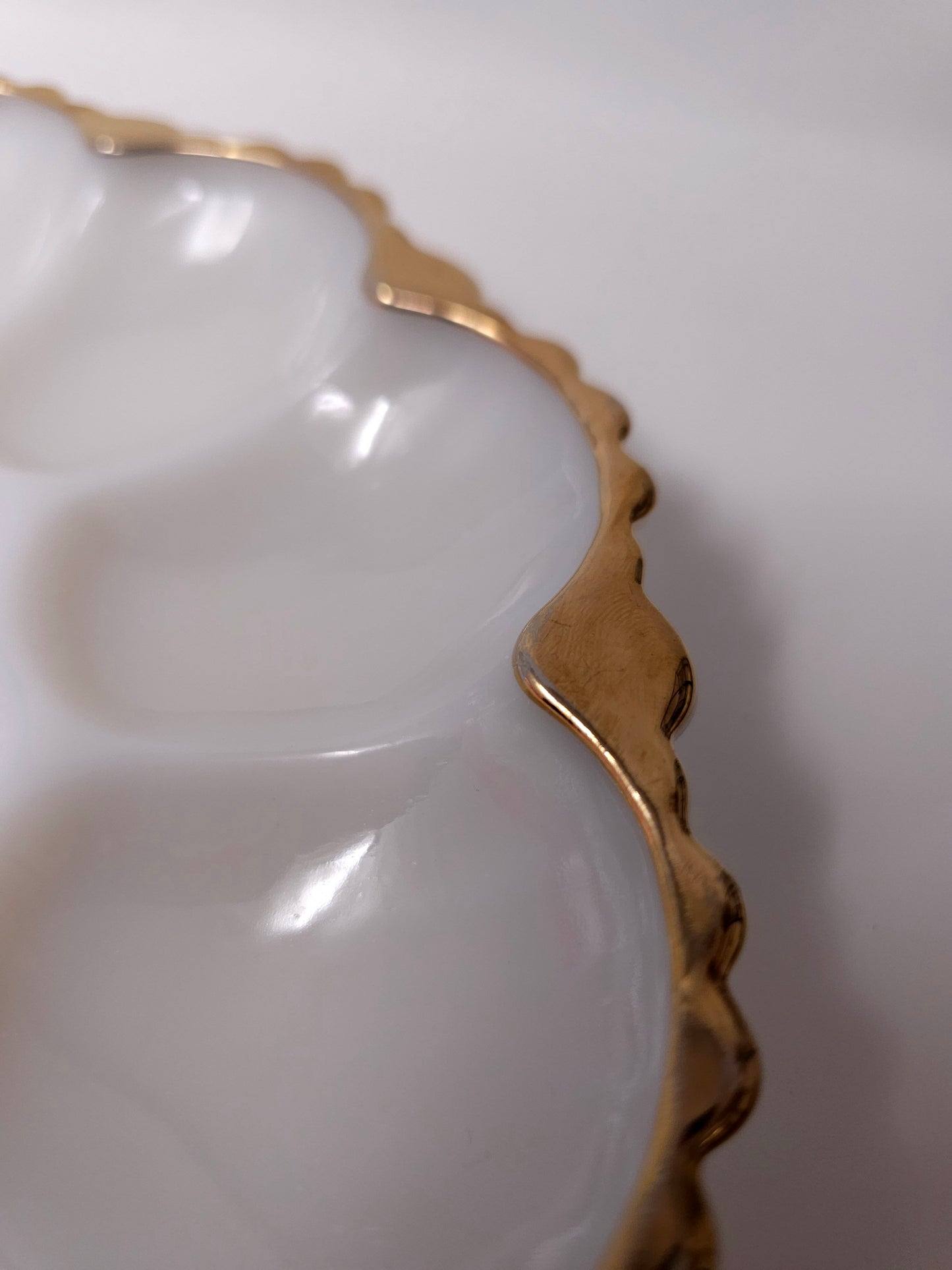 1950’s Anchor Hocking Fire King Deviled Egg Platter W/ 22K Gold Trim