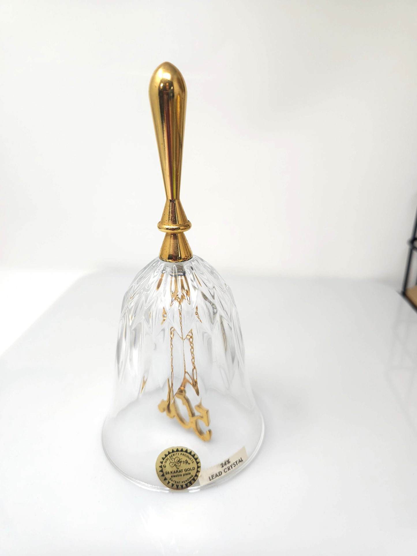 Vintage 1984 Gerity Products 24 Karat Gold Glass Bell Collectable Glass Bell