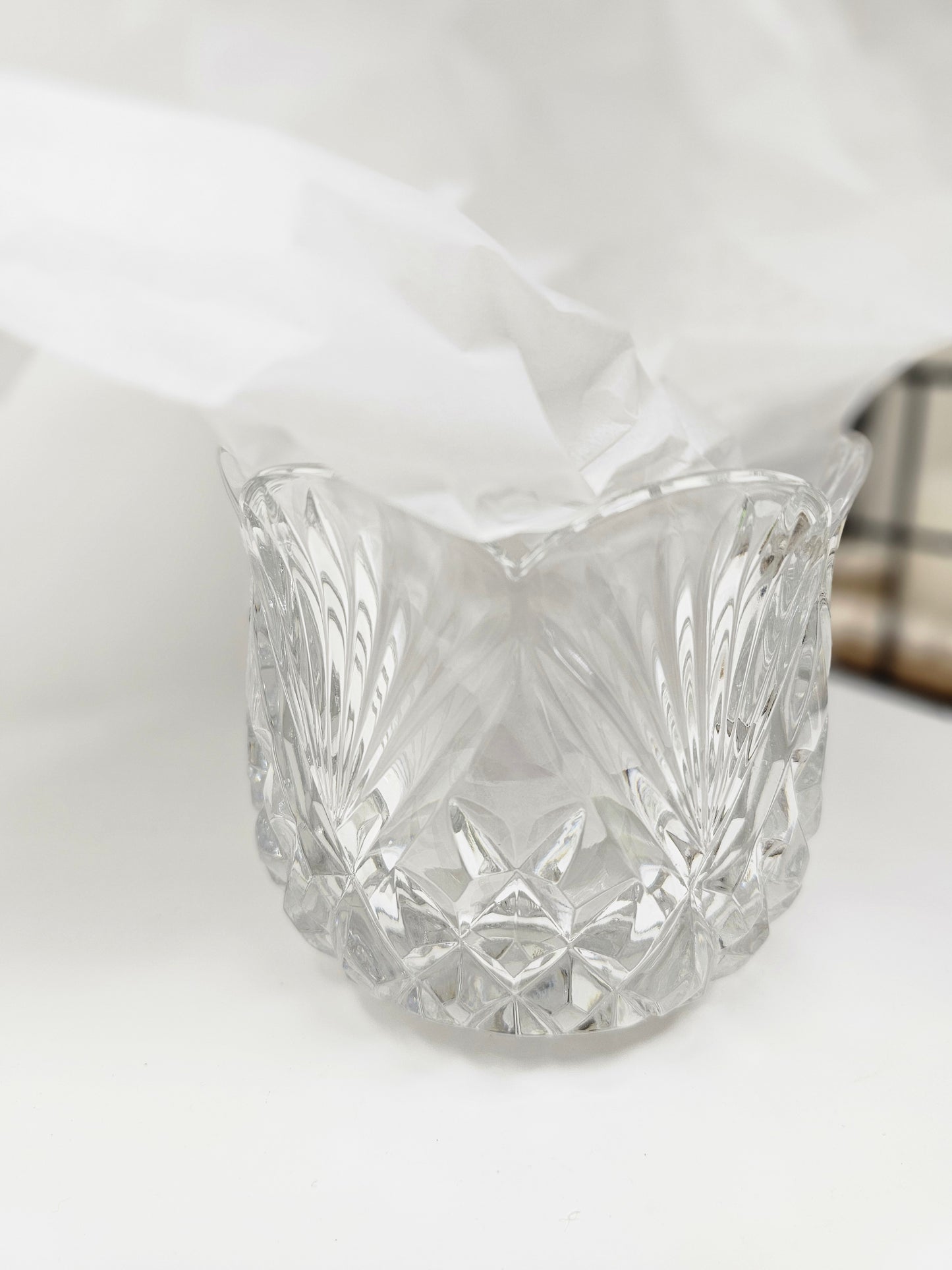 Mid-20th Century Bohemian Cut Crystal Votive Candle Holder or Bowl Catchall, Czech