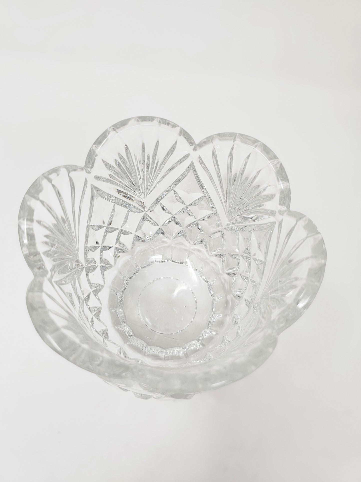 Mid-20th Century Bohemian Cut Crystal Votive Candle Holder or Bowl Catchall, Czech