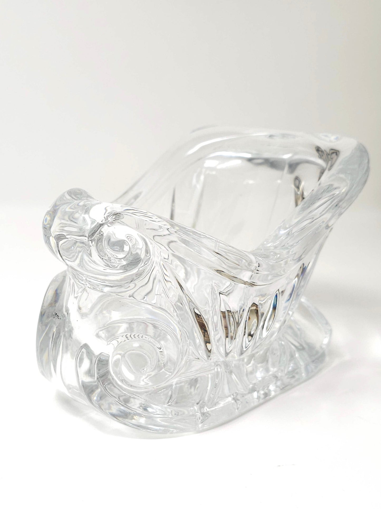 Royal Limited Lead Hand Cut Crystal Sleigh. 5x3.5 in. Vintage Votive Holder