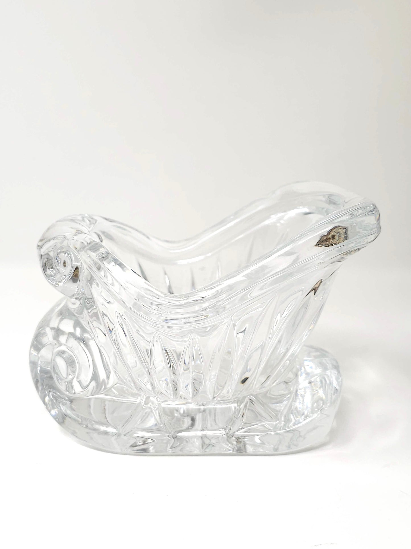 Royal Limited Lead Hand Cut Crystal Sleigh. 5x3.5 in. Vintage Votive Holder