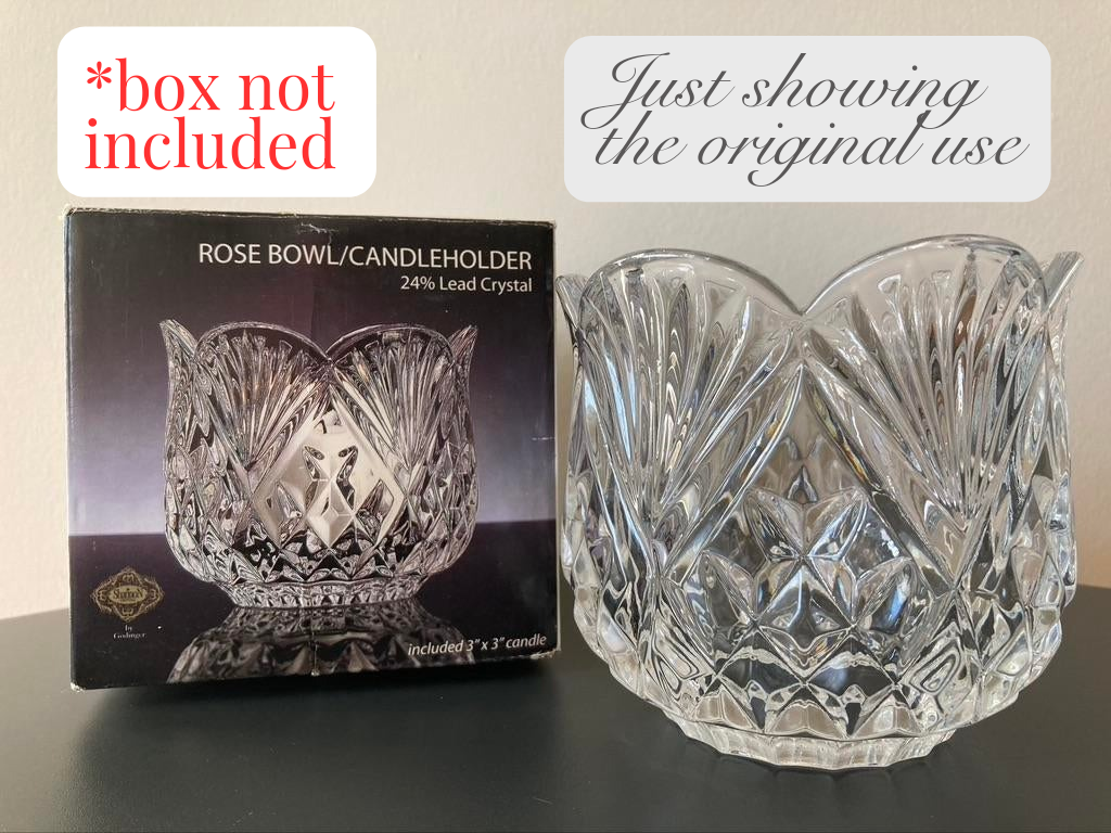 Mid-20th Century Bohemian Cut Crystal Votive Candle Holder or Bowl Catchall, Czech